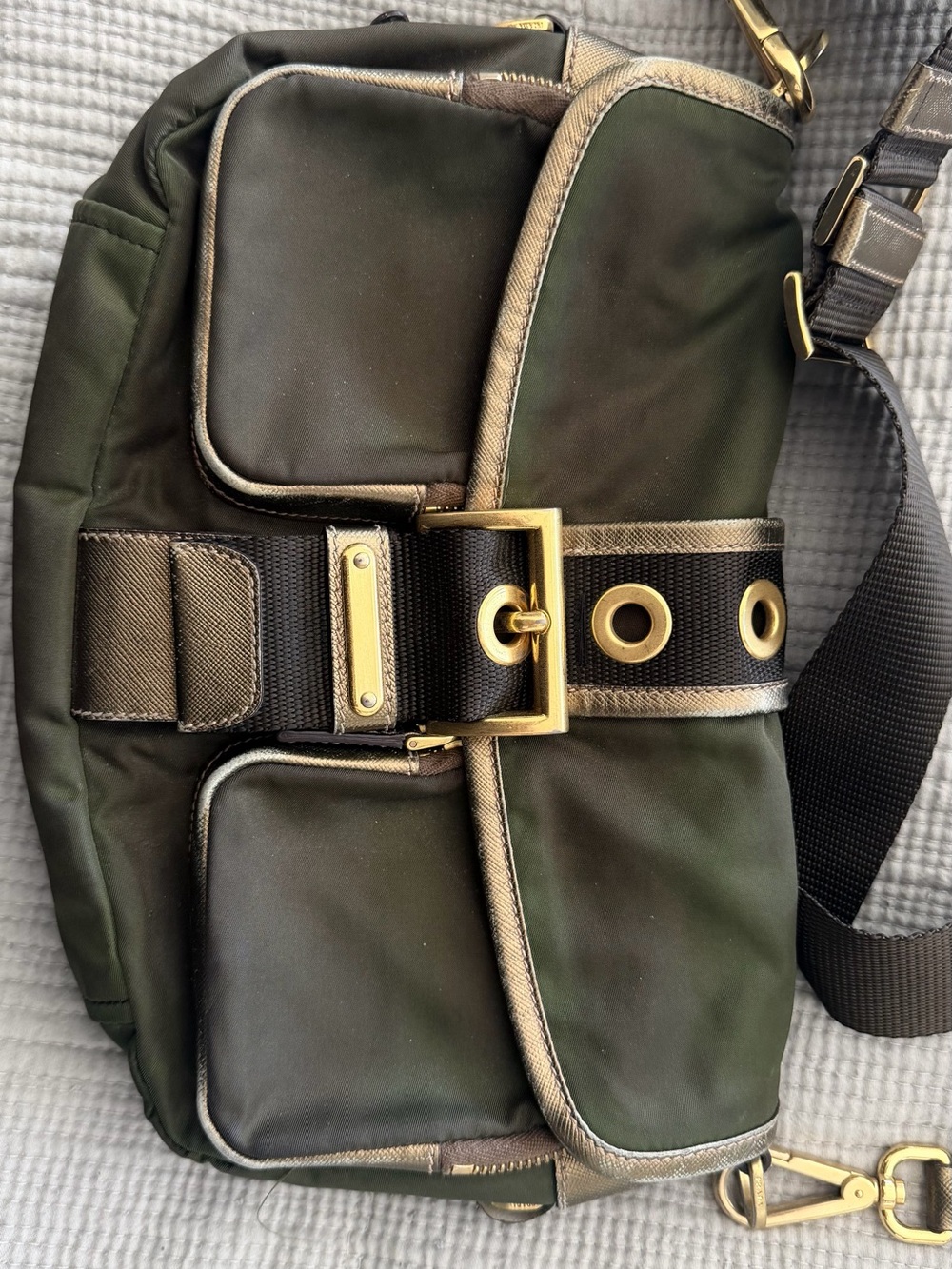 Prada Olive Green Nylon Crossbody with Gold Hardware - Picture 5 of 7